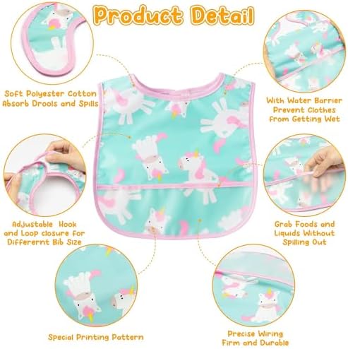6Pcs Waterproof Baby Feeding Bibs, Mess Proof Toddler Bibs - Image 3