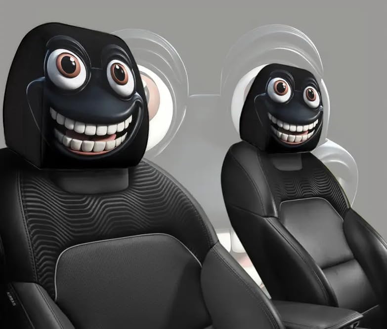 Funny Cartoon car headrest Cover, 2 Pieces Set of Cute Funny Eyes, Suitable - Image 6