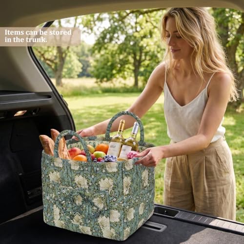 Floral Fabric Storage Basket Car Interior Storage Basket Underwear Sundries - Image 2