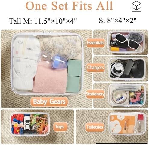 6 pcs Zipper Pouches, Hard Shell Toiletry Bag, Stackable Travel Organizer - Image 3