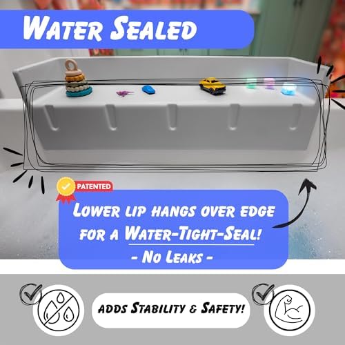 Tub Topper Kids Bathtub Splash Guard, Shelf & Toddler Bath Toy Tray - Image 4
