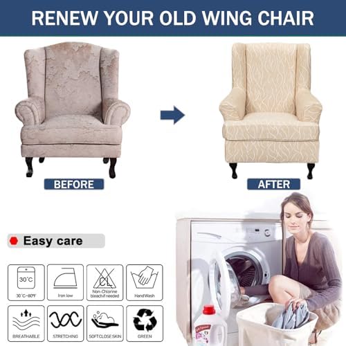 NILUOH Wingback Chair Covers 2-Piece, Armchair Slipcovers - Image 6