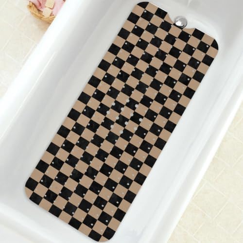 Bathtub Mat Non Slip, Checkered Extra Long Bath tub Mat Shower Floor Mat by BathtubMat