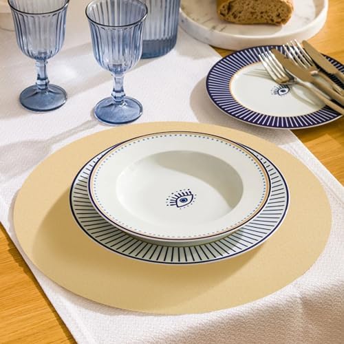 50 Pieces Kraft Paper Place Mats Brown Round Disposable Table Mats Decorative - Image 5