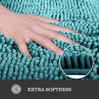 Yeaban Chenille Teal Bathroom Rug 20"x32", Non-Slip Rubber Backing - Image 2