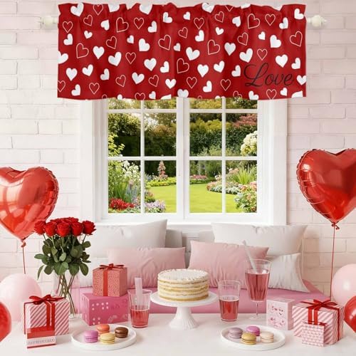 Vandarllin Red Valentine's Day Kitchen Curtains Valances - Image 3