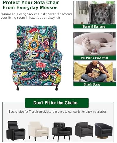 CRFATOP Wingback Chair Covers Stretch Armchair Slipcovers - Image 5