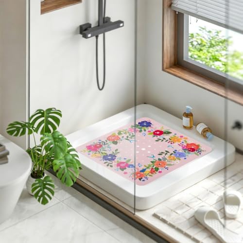 Square Shower Mat Non Slip 21x21 Inch, Plant Anti Slip Shower Mat - Image 2
