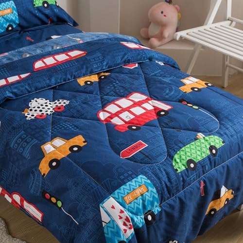 Caressma Navy Toddler Bedding Set, 4 Pieces Boys Comforter - Image 7