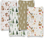 4 Pack Changing Pad Covers Woodland Forest Animals Wood Neutral Unisex Fitted - Image 6