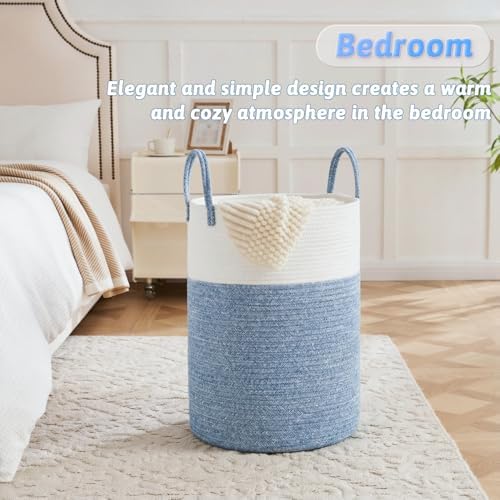 Laundry Basket, Woven Cotton Rope Laundry Hamper, 80L - Image 3