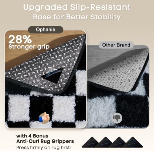 Ophanie Checkered Black & White Rug - Image 4