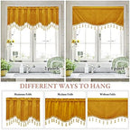 StangH Warm Gold Autumn Tassel Velvet Valance Curtains 52x18 Inch, 2 Panels - Image 5