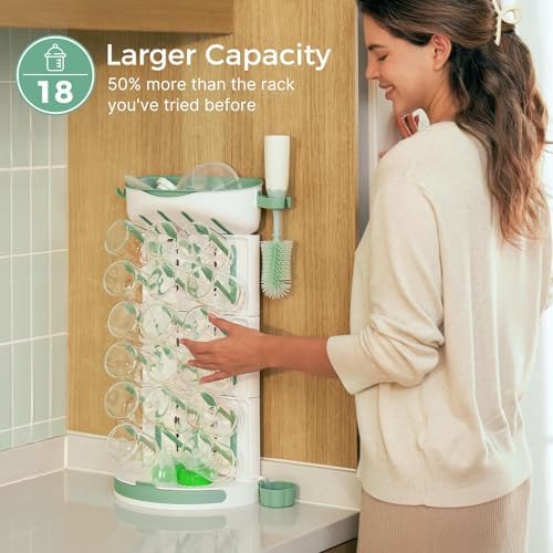 Momcozy Baby Bottle Drying Rack, 18 Bottles Vertical Space Saving - Image 2