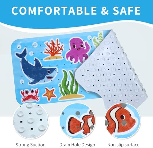Baby Bath Mat for Tub Non Slip Kids Bathtub Mat Extra Long 40X16 Inch Toddler - Image 4