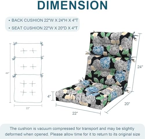 DYTXIII Outdoor High Back Chair Cushions Set of 2, Water Repellent Tufted - Image 3