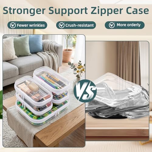 Clear Hard Shell Zipper Cases, Plastic Hard Sided Zippers Pouches Clear - Image 6