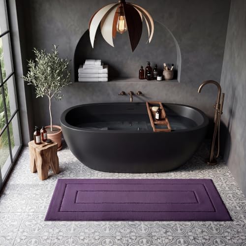 GRANNY SAYS Purple Bathroom Runner Rug 59" x 24", Soft Microfiber Bath Mat by GRANNYSAYS