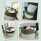 INDRESSME XXXLarge Woven Rope Blanket Basket Living Room Green - Image 4