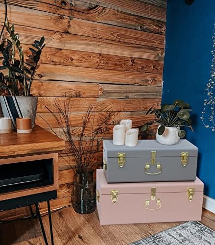 Vixdonos Decorative Metal Box Storage Trunks Set of 2 College Dorm Chest - Image 5