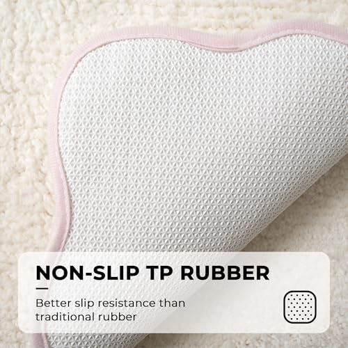 GRANNY SAYS Waved Pink Bathroom Rug, Cute Scalloped Bath Mat - Image 7