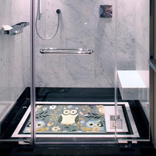 Shower Mat Non Slip 26.8 x 15.1 Inches, Cute Owls Bathtub Mat Shower Stall Mats - Image 6