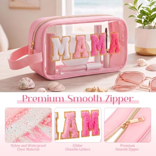 Kacctyen Mama Makeup Bag Mom Pouch Clear Chenille Letter Cosmetic Pouch - Image 3