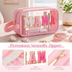 Kacctyen Mama Makeup Bag Mom Pouch Clear Chenille Letter Cosmetic Pouch - Image 3