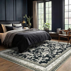 Black Floral Area Rugs 6x9 Living Room, Vintage Modern Farmhouse Boho Indoor - Image 6