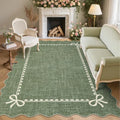 GarveeHome Scalloped Bow Rug 8x10 Washable Green Rug by GarveeHome