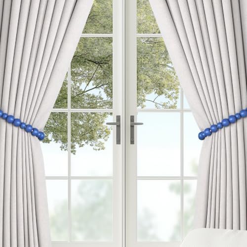 Boho Wood Bead Curtain Tiebacks Curtain Holdbacks - Image 2