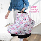 Rquite 4-in-1 Baby Car Seat Canopy, Stretchy Nursing Breastfeeding Cover - Image 4