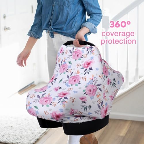 Rquite 4-in-1 Baby Car Seat Canopy, Stretchy Nursing Breastfeeding Cover - Image 4