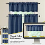Navy Blue Valances for Windows, Light Filtering Faux Linen Textured Small Short - Image 7