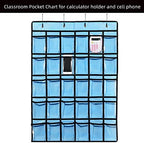 KEEPJOY Classroom Pocket Chart for Cellphone Calculator Holder, 30 Clear Pocket - Image 2
