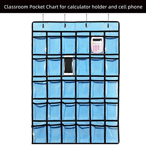 KEEPJOY Classroom Pocket Chart for Cellphone Calculator Holder, 30 Clear Pocket - Image 2