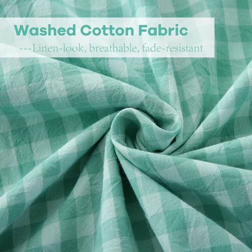 2 Pack Spa Blue White Gingham Euro Pillow Sham Covers 26''x26'' - Image 5