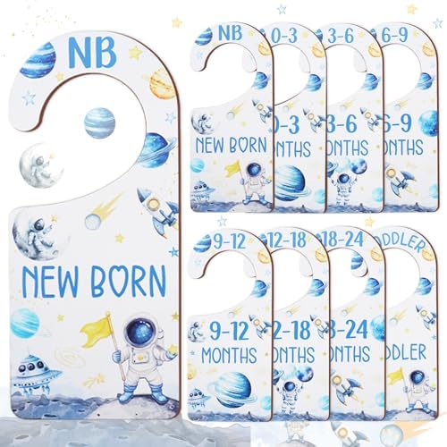 Baby Closet Dividers 8PCS, Outer Space Themed Wooden Double-Sided Clothes Size by CORNERLACE