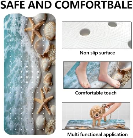 LNOND Summer Beach Bathtub Mat Non Slip, 40 X 16 Inch Tub Mat - Image 6