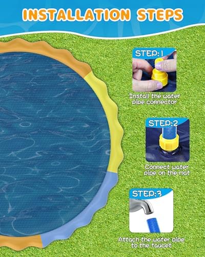 Instraella Splash Pad for Kids and Dogs, 124in Non-Slip Sprinkler Mat 0.5mm - Image 6