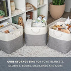 OrganiHaus 13x13 Cube Storage Bins, Rope Handles - Image 5