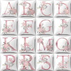 Pink Throw Pillow Covers Cute Alphabet Decorative Cushion Covers Square Letter - Image 2