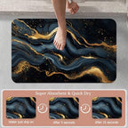 Bath Mat, Abstract Marbled Bathroom Rugs, Quick-Drying Non-Slip Rubber Bath - Image 3