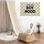 Long Live Boyhood Banner – Boy Room Decor Linen Banner Hanging Flag Retro Pink - Image 3