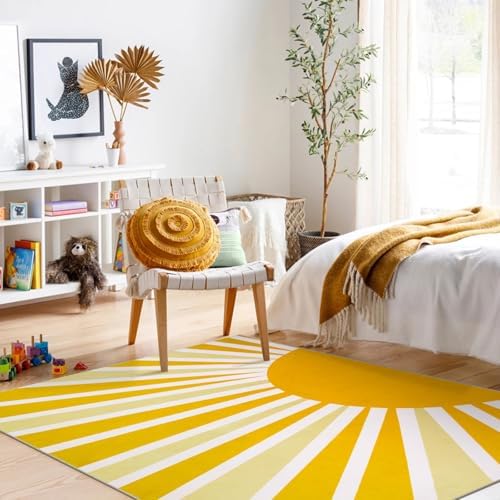 Lahome Yellow Rainbow Sun Area Rug 8x10 - Image 6