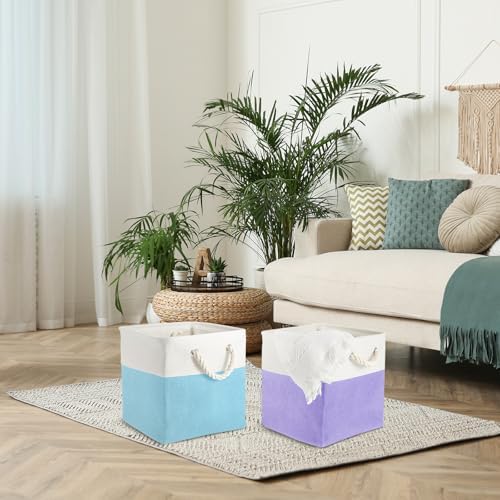 6 Pack 13x13 Inch Cube Storage Bins Fabric Square Cube Baskets - Image 7