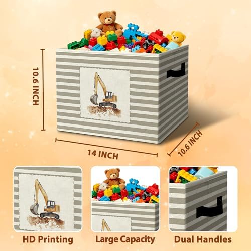 Rustic Construction Vehicle Storage Bins Boxes Handles - Image 3
