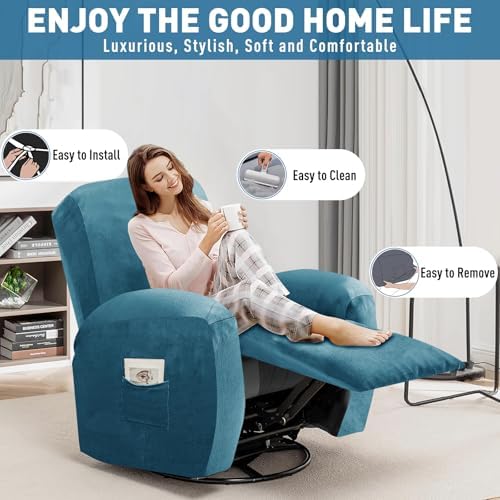 ZNSAYOTX Velvet Oversized Recliner Cover 3-Piece, Luxury Plush Recliner Chair - Image 4