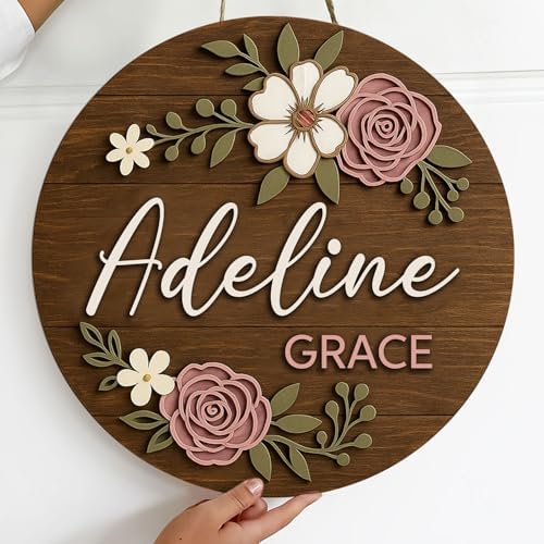 Floral Name Sign for Nursery Decor for Girls – Personalized Wooden Name Signs - Image 2