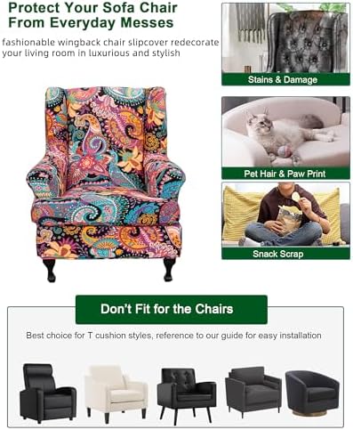 CRFATOP Wingback Chair Covers Stretch Armchair Slipcovers - Image 5
